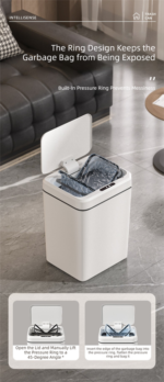 Black Smart Sensor Trash Can - 20L Capacity, Touch-Free Operation with Odor-Blocking & Waterproof Design - Image 3