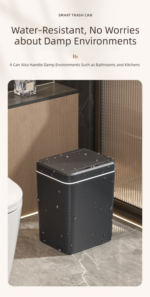 Black Smart Sensor Trash Can - 20L Capacity, Touch-Free Operation with Odor-Blocking & Waterproof Design - Image 4