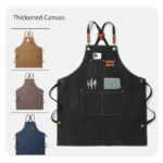 Black 16-ounce Heavy-Duty Canvas Apron â€“ Durable, Waterproof & Oil-Resistant Kitchen Workwear for Cooking and Crafting - Image 2