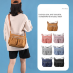 Brown Multi-Pocket Lightweight Nylon Crossbody Bag â€“ Stylish, Functional, and Spacious Shoulder Bag for Women - Image 2