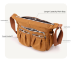 Brown Multi-Pocket Lightweight Nylon Crossbody Bag â€“ Stylish, Functional, and Spacious Shoulder Bag for Women - Image 3
