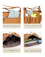 Brown Multi-Pocket Lightweight Nylon Crossbody Bag â€“ Stylish, Functional, and Spacious Shoulder Bag for Women - Image 4