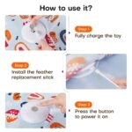 Yellow Interactive Cat Toys Rechargeable,Moving Concealed Feathers,Real Mouse Squeaky,Touch Activated Cat Kitten Toy Exercise Toys for Indoor Bored Adult Cats - Image 6