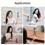 Silver Magnetic Phone Stand with Foldable Tripod & Carabiner Hook â€“ Multi-Functional, Portable Smartphone Holder for Outdoor Use - Image 3