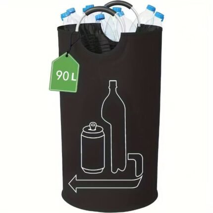 Black Portable Oxford Fabric Collapsible Laundry Basket â€“ Waterproof, Multi-Use Storage Bin for Bottles, Clothes & More