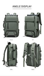4-in-1 Convertible Travel Backpack & Briefcase - Large Capacity, 16" Laptop Compartment, USB Port(Dark Green) - Image 10