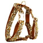M Luxury 5 Piece Dog Harness and Collar Set Leopard Print with Leash Bow Tie & Waste Bag Holder Gold Metal Buckle Walking Gear - Image 5