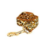 L Luxury 5 Piece Dog Harness and Collar Set Leopard Print with Leash Bow Tie & Waste Bag Holder Gold Metal Buckle Walking Gear - Image 3