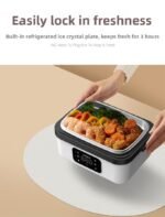 1L Black Cordless Waterless Heated Lunch Box - Portable 304 Stainless Steel Bento Box for Picnic Students Office Workers, Timed Insulation & USB Rechargeable - Image 9