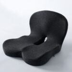 Black Ergonomic Memory Foam Seat Cushion & Lumbar Support(44x42x32CM) - Relieves Sciatica & Corrects Posture with Breathable Cover