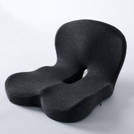 Black Ergonomic Memory Foam Seat Cushion & Lumbar Support(44x42x32CM) - Relieves Sciatica & Corrects Posture with Breathable Cover