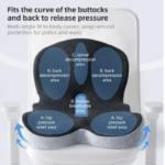Black Ergonomic Memory Foam Seat Cushion & Lumbar Support(44x42x32CM) - Relieves Sciatica & Corrects Posture with Breathable Cover - Image 3