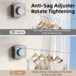 White 4.2M Heavy Duty Invisible Retractable Clothesline - Rustproof & Drill-Free Laundry Hanger with 20kg Load Capacity - Image 2