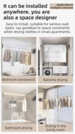 White 4.2M Heavy Duty Invisible Retractable Clothesline - Rustproof & Drill-Free Laundry Hanger with 20kg Load Capacity - Image 6