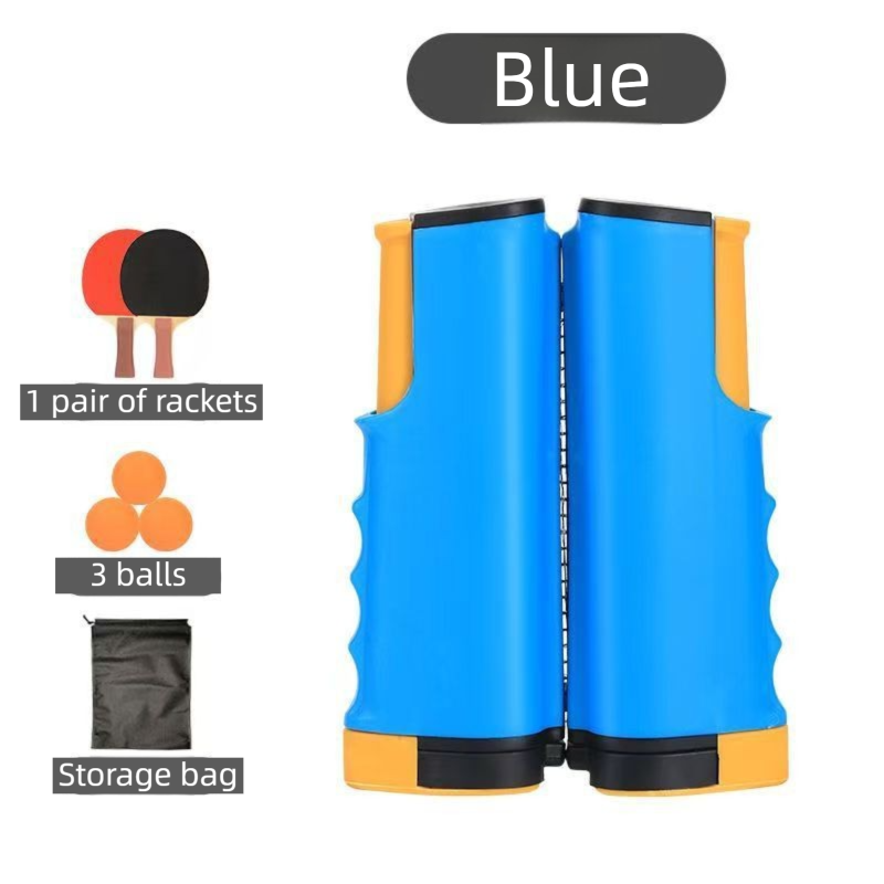 V888-ELOSUNG42932-202601201125-00 Blue Portable Table Tennis Set with 2 Paddles, 3 Balls and Carry Bag - 165cm Retractable Ping Pong Net & Post - Indoor/Outdoor Professional Training Kit - Image 1
