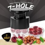 Black Efficient 7-Hole Cherry Pitter Tool - Food Grade Push-Type Fruit Corer for Red Dates & Olives - Image 2