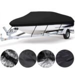 Black Heavy-Duty V-Hull Shield for 16 to 18 FT Yachts - All-Weather Water / Dust / UV Resistant 190T Silver Coated  Marine Protector