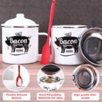 Retro 1200ML Enamel Lard Storage Jar - Acid & Alkali Resistant Oil Filter Pot with Fine Mesh Strainer & 17cm Scraping Spatula - Image 2