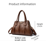 Khaki Women's Premium Wear-Resistant Leather Shoulder Bag - Vintage Frame Kiss-Lock Handbag & Crossbody Satchel - Image 2