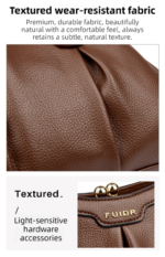 Khaki Women's Premium Wear-Resistant Leather Shoulder Bag - Vintage Frame Kiss-Lock Handbag & Crossbody Satchel - Image 3