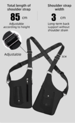 Black Multi-functional Expandable Men's Tactical Chest Rig Bag - Waterproof & Lightweight Retro Underarm Pack - Image 4