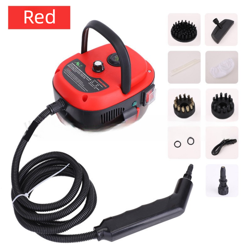 V888-ELOSUNG42992-202601221730-00 Red Portable High-Pressure Steam Cleaner with 1000ml Tank & 7-Piece Pro Brushes/Spray Nozzle Kit - 131°C High-Temp Deep Cleaning Machine for Kitchen Grease and Home Sanitization - Image 1