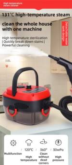 White Portable High-Pressure Steam Cleaner with 1000ml Tank & 7-Piece Pro Brushes/Spray Nozzle Kit - 131Â°C High-Temp Deep Cleaning Machine for Kitchen Grease and Home Sanitization - Image 2