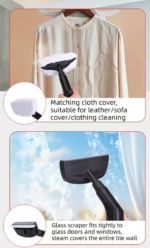 White Portable High-Pressure Steam Cleaner with 1000ml Tank & 7-Piece Pro Brushes/Spray Nozzle Kit - 131Â°C High-Temp Deep Cleaning Machine for Kitchen Grease and Home Sanitization - Image 5