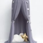 Grey Nordic Style 7-Layer Tulle Bed Canopy 300cm Extra Long 60cm Dome for Australian Kids Bedroom Nursery and Playroom Decor