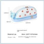 Pink Large Capacity Double Layer Pencil Case Waterproof PU Leather Stationery Organizer for Australian Students and Office Use High Capacity Makeup Bag - Image 5