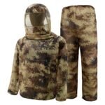 Desert Digital Camouflage Mosquito Repellent Suit Ultra-Fine Mesh Hooded Ghillie Suit for Outdoor Hunting Camping Fishing and Beekeeping(XL/XXL)
