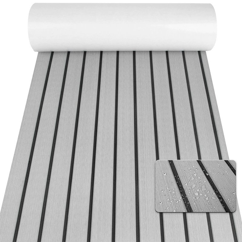 V888-ELOSUNG43208-202601191101-00 Non-Slip EVA Foam Boat Flooring Sheet Grey with Black Stripes Self-Adhesive Marine Decking Mat for Yacht and Boat Deck DIY Upgrade(2400x1200x6mm) - Image 1