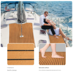 Teak EVA Foam Boat Flooring Sheet Brown with Black Stripes Self-Adhesive Marine Decking Mat for Yacht Fishing Boat RV DIY Upgrade Australian Boating(2400x1200x6mm) - Image 2