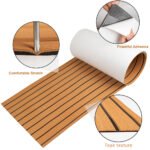 Teak EVA Foam Boat Flooring Sheet Brown with Black Stripes Self-Adhesive Marine Decking Mat for Yacht Fishing Boat RV DIY Upgrade Australian Boating(2400x400x6mm) - Image 4