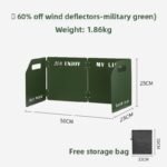Green Heavy-Duty 4-Fold Camping Stove Windshield Portable Steel Wind Deflector for Outdoor Cooking and Picnics with Storage Bag