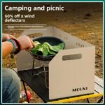 khaki Heavy-Duty 4-Fold Camping Stove Windshield Portable Steel Wind Deflector for Outdoor Cooking and Picnics with Storage Bag - Image 4