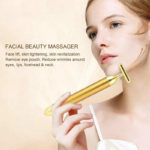 Rose Gold Electric T-Shape Facial Massage Bar Waterproof Gold Tone Beauty Roller for Daily Skincare and High Frequency Vibration - Image 2