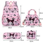 Light pink KT 4-Piece Large Capacity School Backpack Set for Primary Students Years 3-6 Durable Nylon Lightweight Rucksack with Handbag for Daily Australian School Life - Image 7