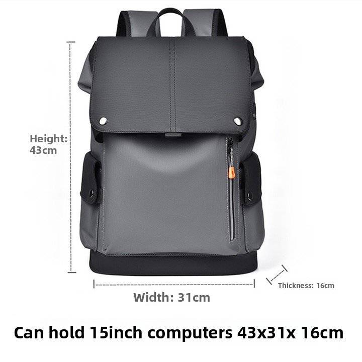 V888-ELOSUNG43316-202601221805-00 Black and gray Men Large Capacity Business Laptop Backpack Waterproof PU Leather Travel Rucksack with USB Port for Work and Travel in Australia - Image 1