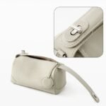 Caramel color Women Genuine First Layer Cowhide Boston Bag Fashionable Handheld Crossbody Shoulder Bag with 115cm Adjustable Strap - Image 2