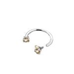 2-PCS Champagne G23 Titanium Horseshoe Ring with 5A Zircon Internal Thread for Nose Ear Lip Septum Piercing Hypoallergenic Jewelry for Local Trendsetters