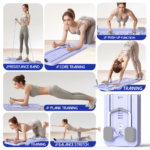 Grey Multi-functional Core Training Board with Digital Timer and Resistance Bands Foldable Fitness Panel for Home Abdominal and Pilates Workouts Solution - Image 2