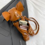 Red French Bulldog Shaped Crossbody Bag PU Leather Animal Design for Daily Outings Fashionable and Lightweight Accessory for Local Trendy Women - Image 2