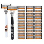 2-Pack 6-Layer Manual Razor with 30 Replacement Blades â€“ Ultra-Close Shave for Men, Stainless Steel Handle with One-Click Blade Change