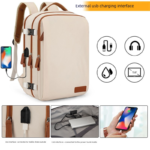 Black Large Capacity Backpack with USB Charging Port and Waterproof Fabric for Travel Work and Daily Use - Image 3