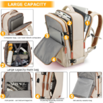 Black Large Capacity Backpack with USB Charging Port and Waterproof Fabric for Travel Work and Daily Use - Image 4