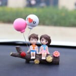 Tree Branch Couple Balloons Cute Couple Car Ornament for Dashboard â€“ Romantic Interior Decoration for Vehicles