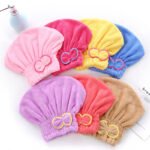 3-Pack Sky blue Thickened Coral Fleece Hair Drying Towel Cap â€“ Double-Layered Absorbent Turban with Bow Design for Fast Drying and Gentle Care - Image 3