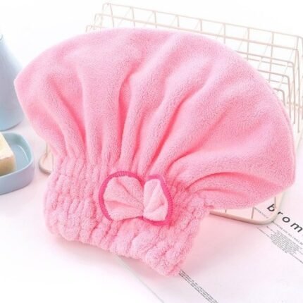 3-Pack Pink Thickened Coral Fleece Hair Drying Towel Cap â€“ Double-Layered Absorbent Turban with Bow Design for Fast Drying and Gentle Care