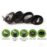 Green 40mm Zinc Alloy 4-Layer Hand-Crank Grinder â€“ Compact Metal Spice & Herb Crusher with Stainless Steel Teeth, Filter Mesh, and Portable Design - Image 2